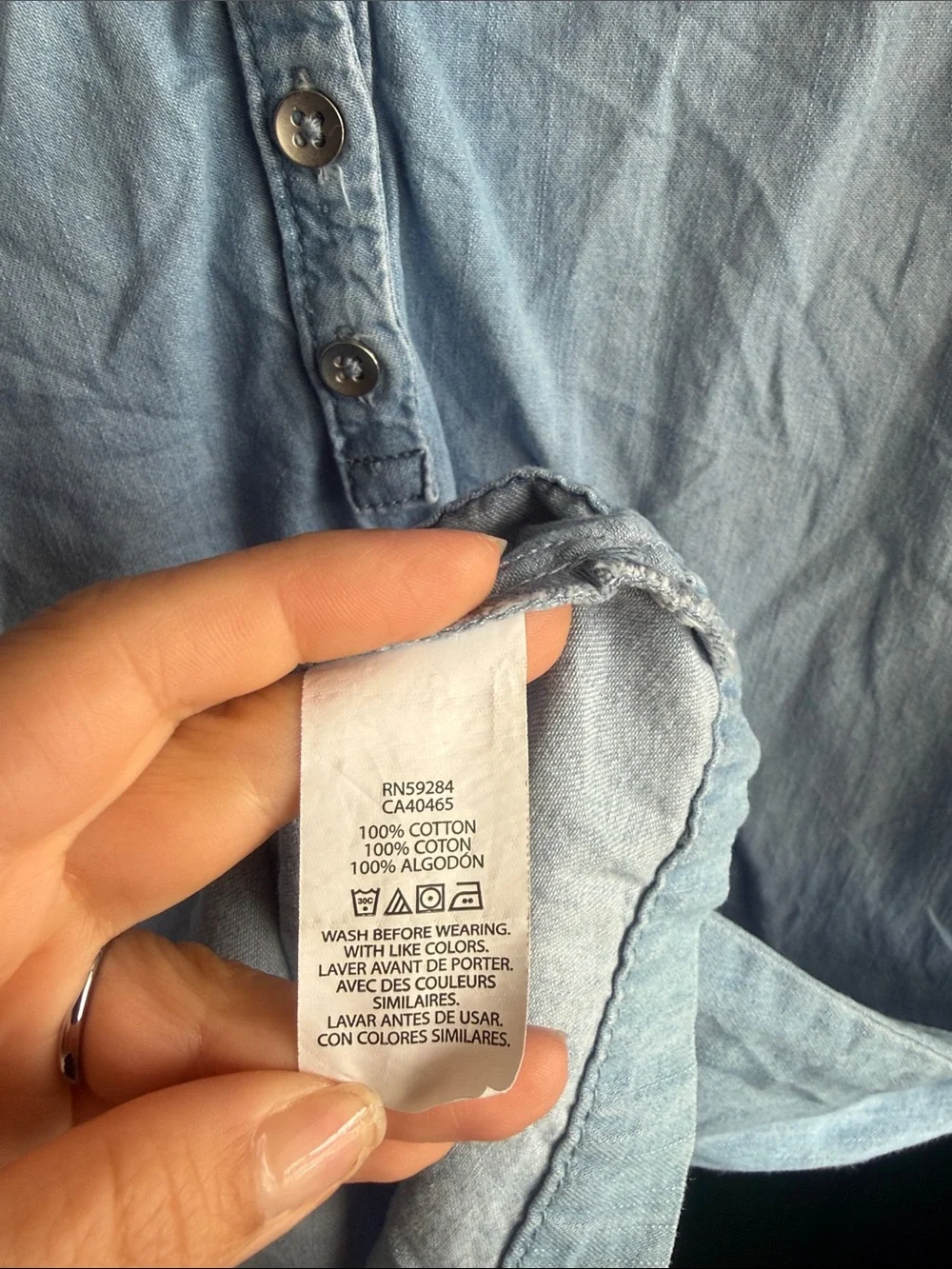 The Children's Place Light Blue Long-Sleeve Jean Dress